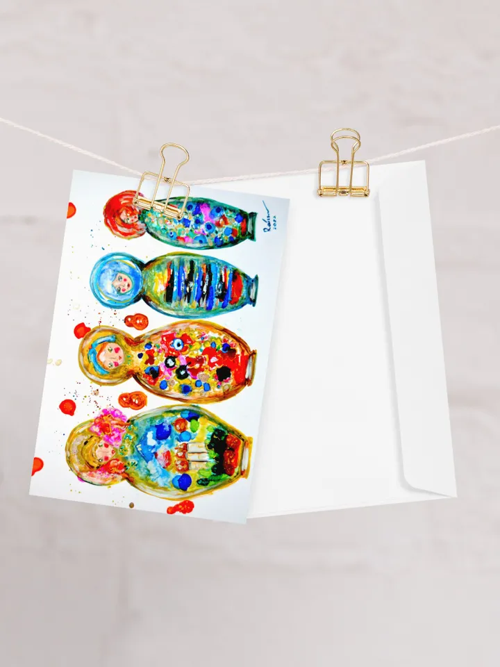 Greeting card Russian dolls from my original handpainted design,russian dolls art,special handmade cards for any occasion.