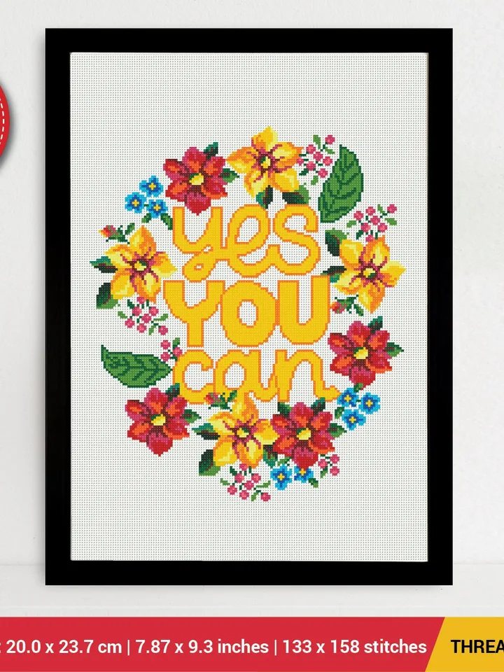 Yes You Can Quote Cross stitch pattern | Embroidery Pattern | Instant Download | Embroidery Designs
