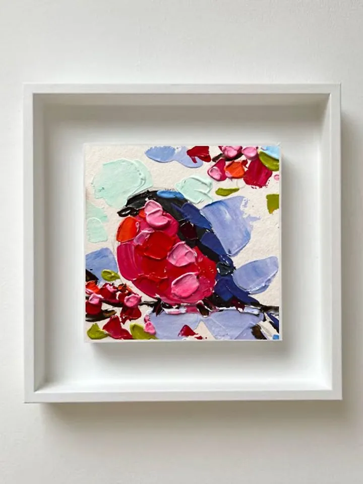 Bird Painting Set Original Artwork Chicadee Small Painting