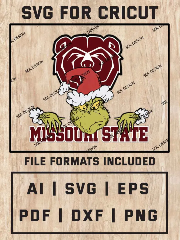 Grinch Missouri State Bears SVG, NCAA SVG Design, NCAA Missouri State Bears SVG, NCAA Bears Cricut, Christmas Svg, Grinch svg, Digital Download