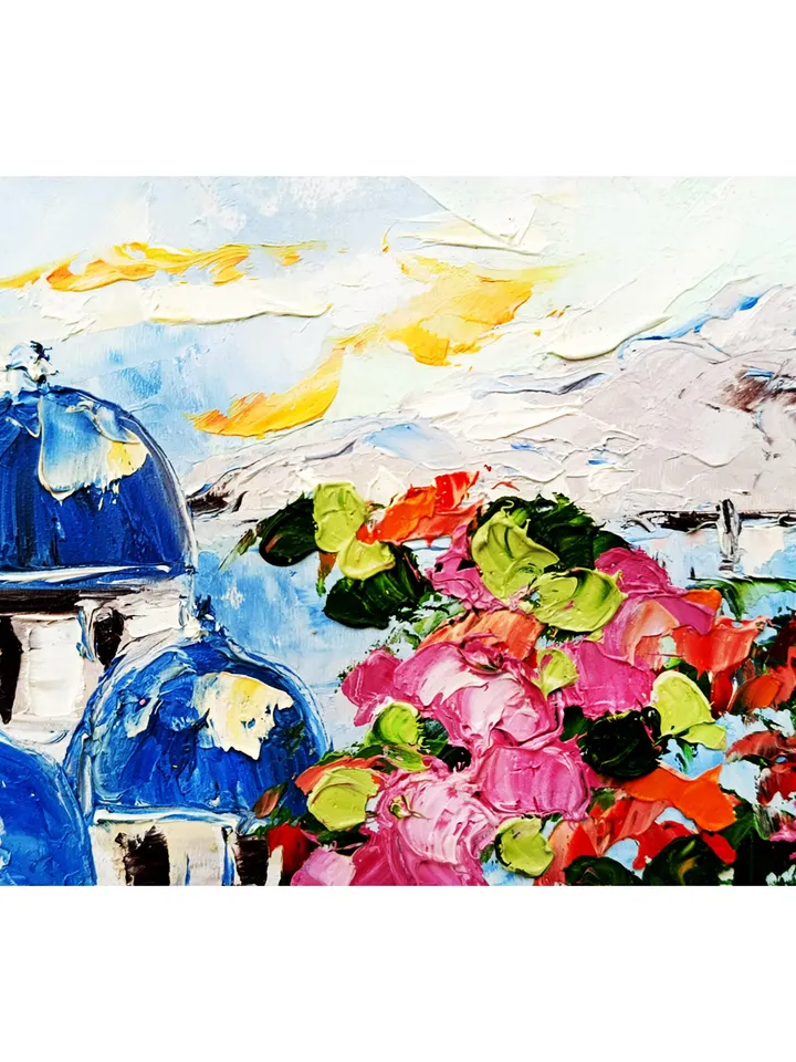 Santorini Painting Greece Original Art Impasto Oil painting 6x4 Greece Wall Art Greece Painting Greek Art Small Painting by ArtProkopaloSv