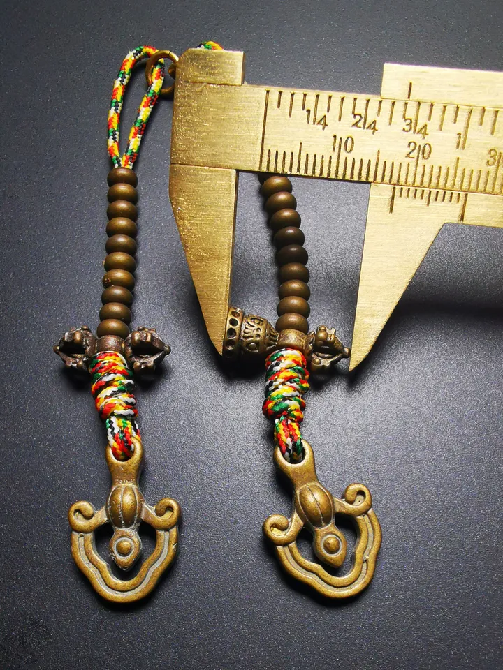 Gandhanra Handmade 5mm Tibetan Buddhist Mala Counters,Prayer Bead Counters, Carved with Dorje and Vajra / Kartika and Kila,Made of Brass