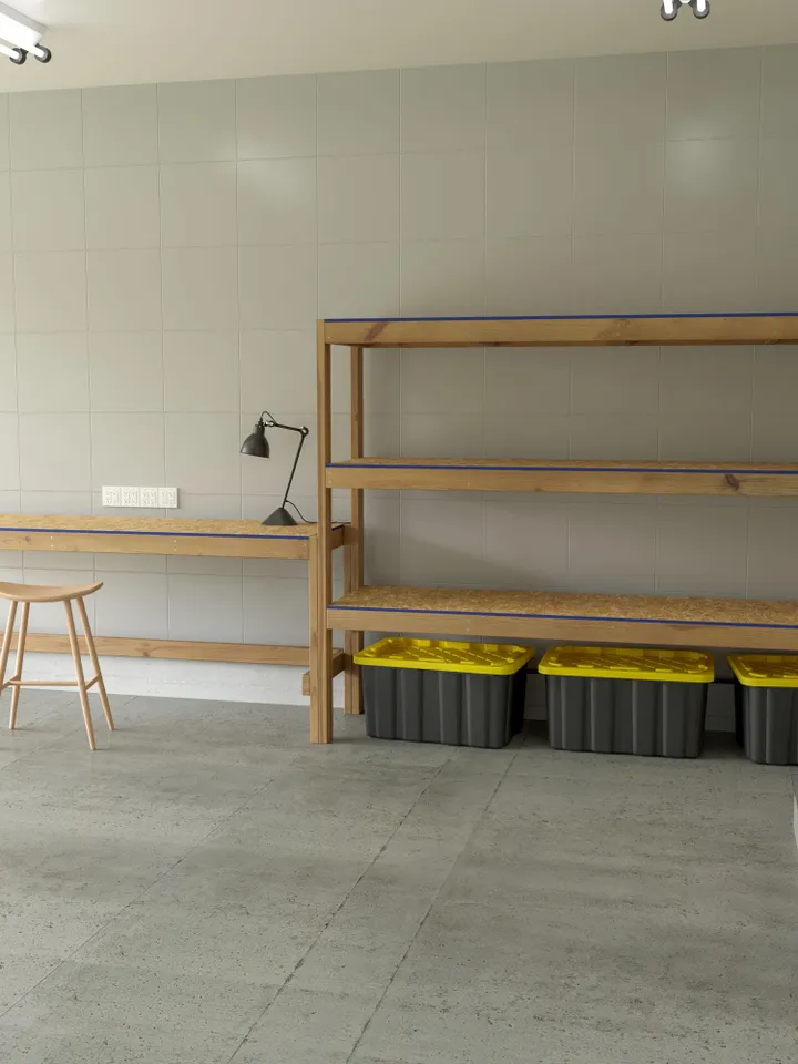 DIY Garage Shelves With Work Bench Plans, PDF