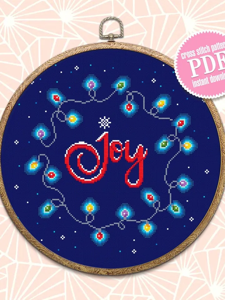 Christmas cross stitch pattern download PDF Christmas garland cross stitch chart Christmas pattern digital PDF Winter Joy cross stitch #N44