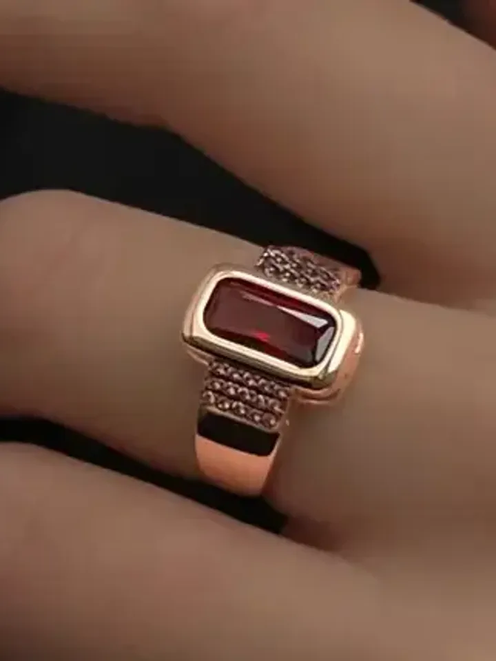 Ring silver 925 gold plated with garnet and tourmaline