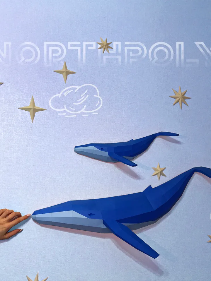 Papercraft Whales And Stars, Digital Template, PDF Download, Gurko, 3D Low Poly, Pepakura, DIY Origami Sculpture, Paper Decor, DIY Gift