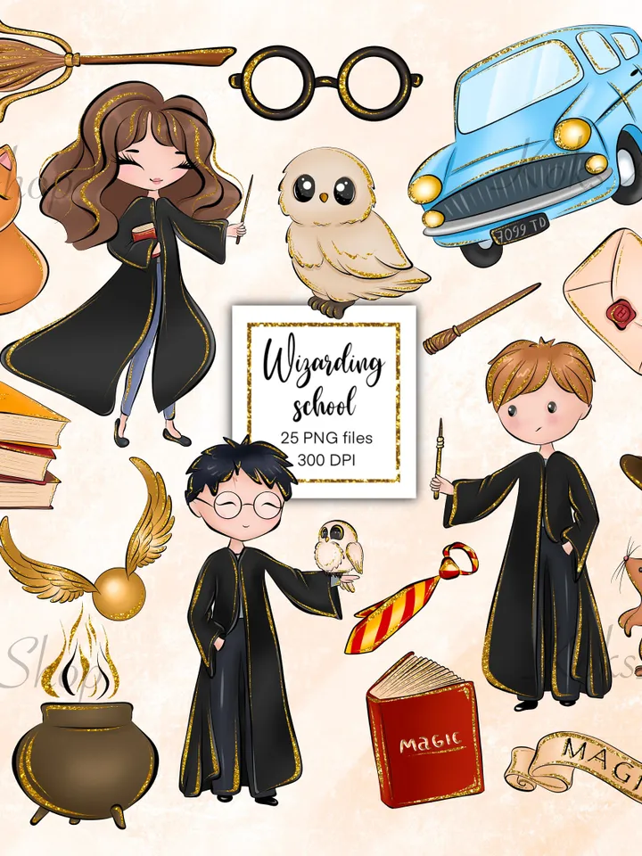 Wizard clipart, wizarding school clipart, magic clipart, magic school clipart, magic clip art, magic stickers, wizard stickers