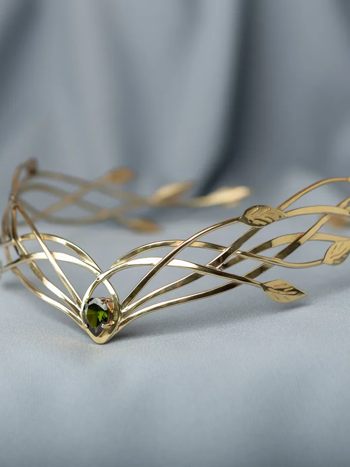 Tiara for wood nymph from branches and leaves Crown of Forest dryad Silver diadem, fantasy fairy elven Princess Palurien