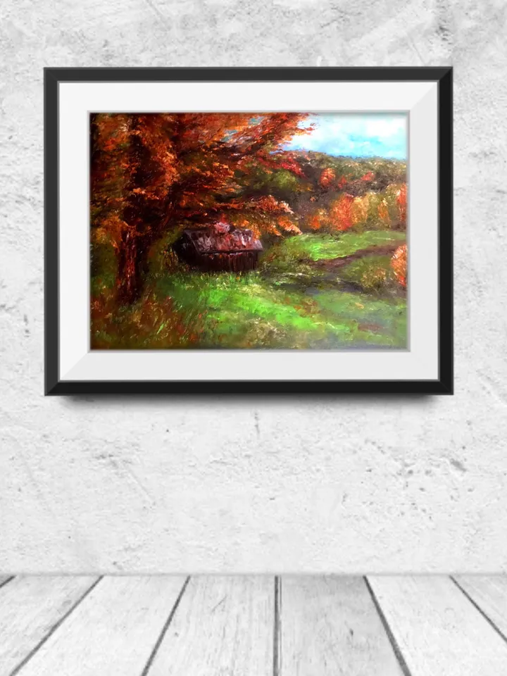 Autumn Landscape painting ,a barn house in the autumn wood painting,original oil painting.