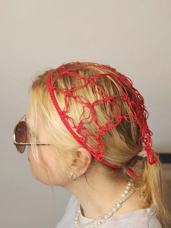 Solomon's Knot Triangle Head Scarf Crochet Pattern PDF + Video Tutorial | Easy Summer Kerchief Pattern | Boho Headband DIY