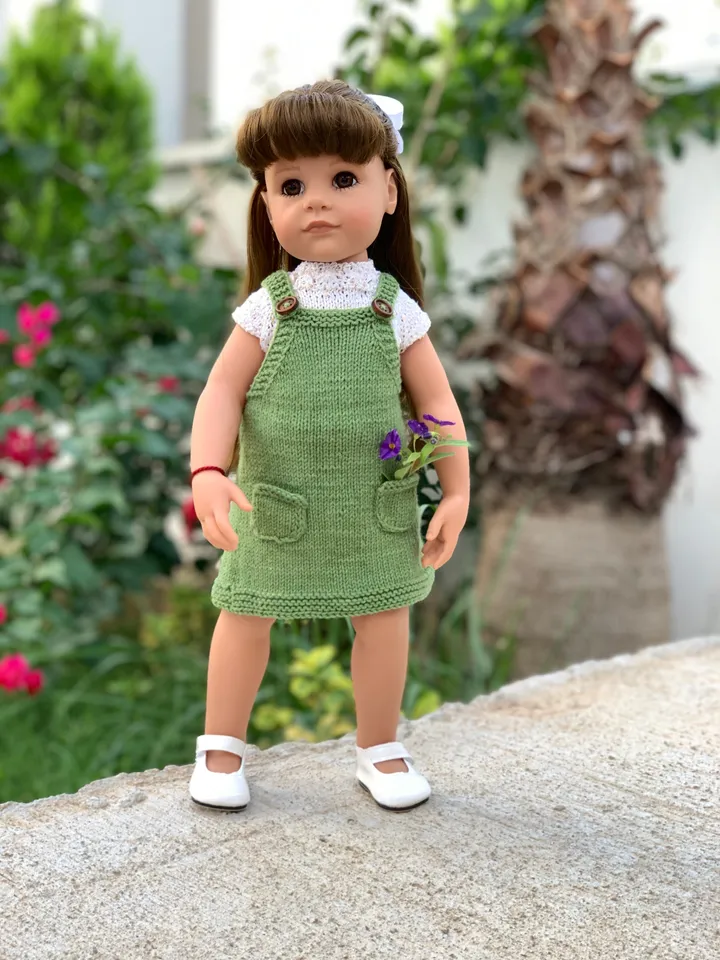 PDF Knitting Pattern Tutorial Sundress for Gotz doll (19&quot;/50 cm), American Girl, eng