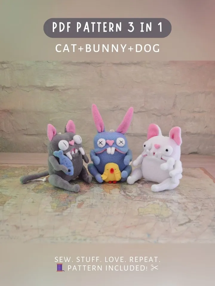 PDF Pattern Set "Cute Friends" - Toy Sewing Patterns π§Έβ¨