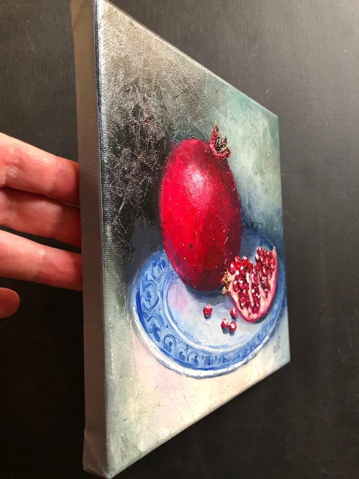 Fruits Oil Painting Original Kitchen Still life Pomegranate Art