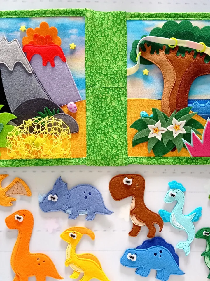 felt gaming tablet for children about the life history of different types of dinosaurs