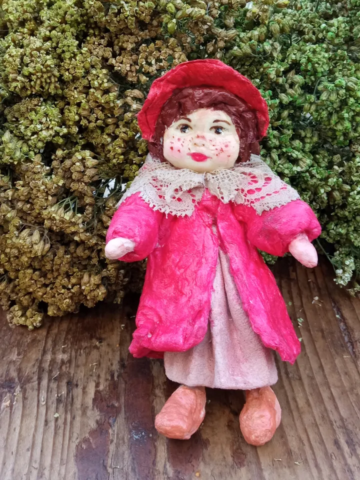Cotton toy for handmade Christmas decoration. Author's doll Little Red Riding Hood. Interior decoration. Family souvenir. Gifts from the heart. Made in 1 copy. Free shipping
