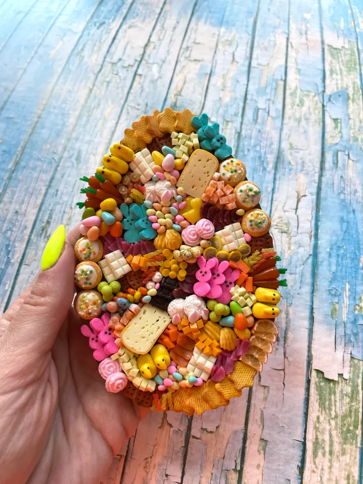 Magnet Miniature Easter Charcuterie Board with Polymer Clay