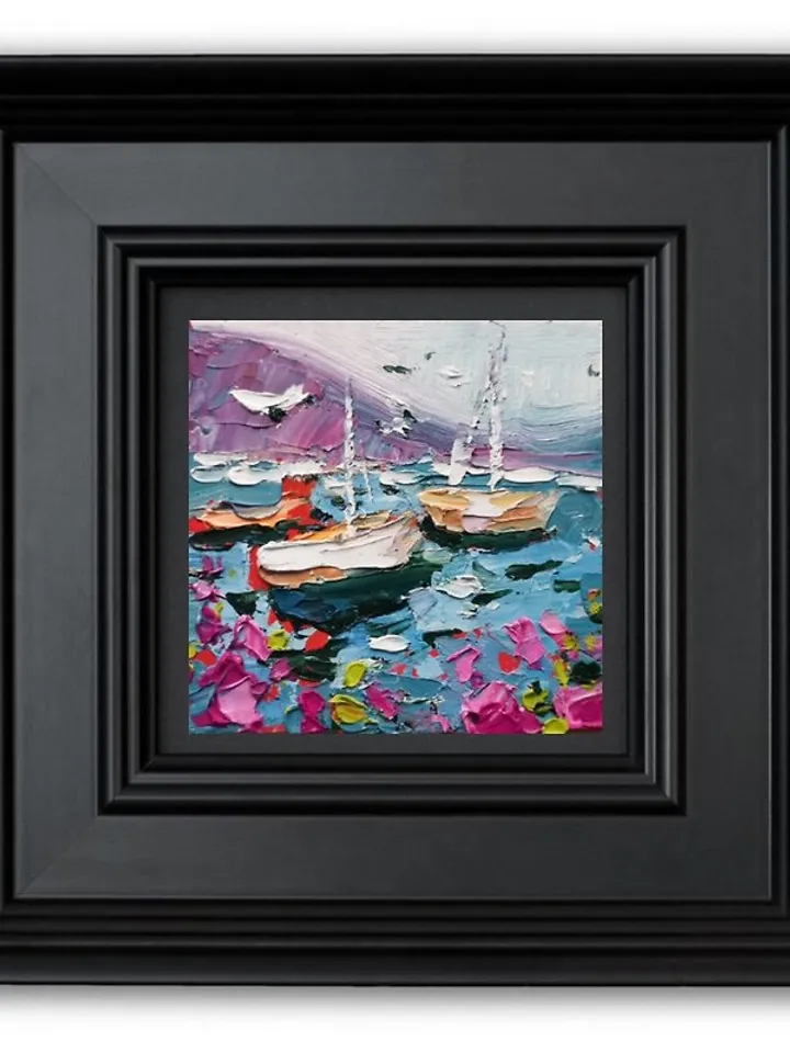 Michigan Sailboats Painting Original Art Impasto Oil Painting Poppy Art Verafe