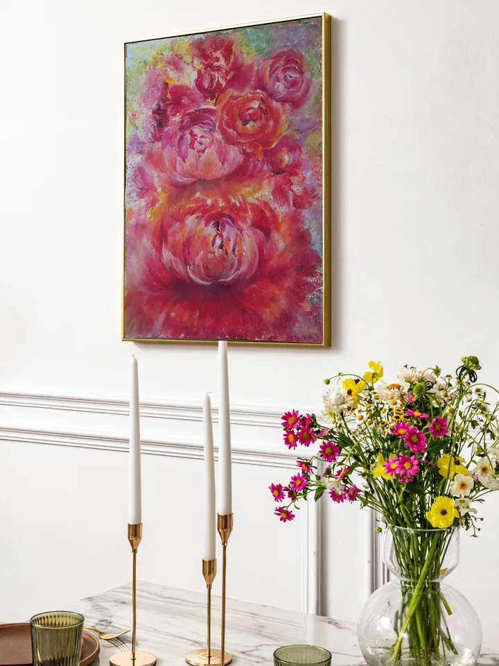 Original Oil Pastel Flower Painting Floral Fresh