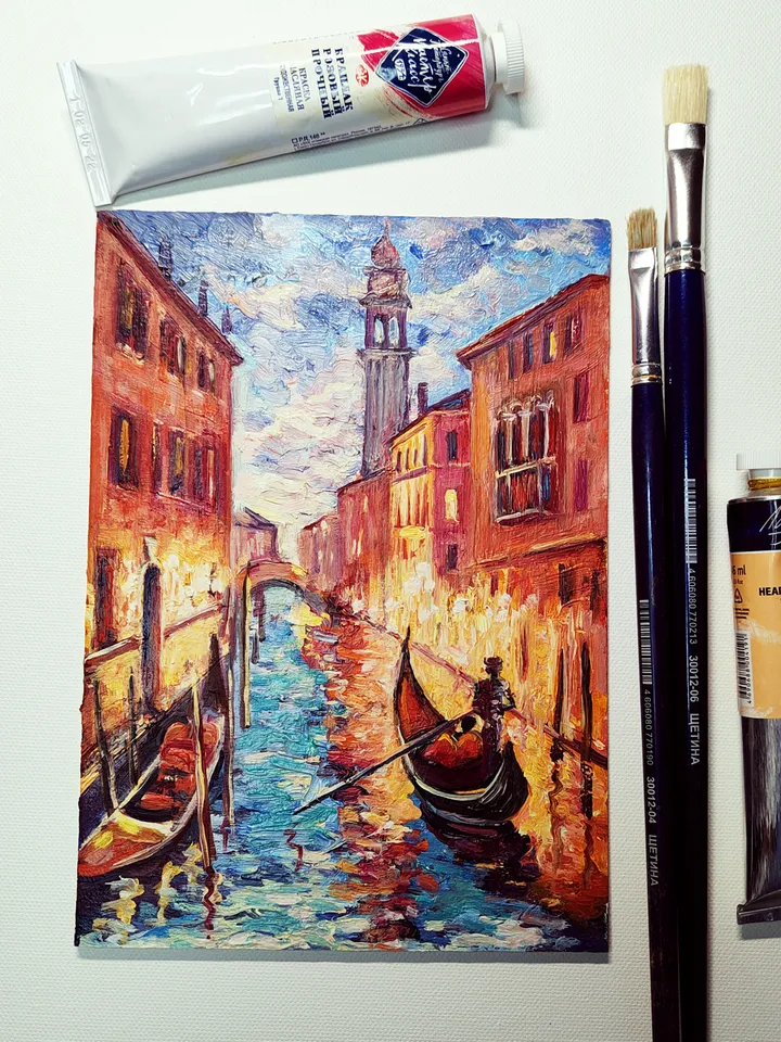 Venice Oil Painting Italy Cityscape Originsl Art by 8x6 inch