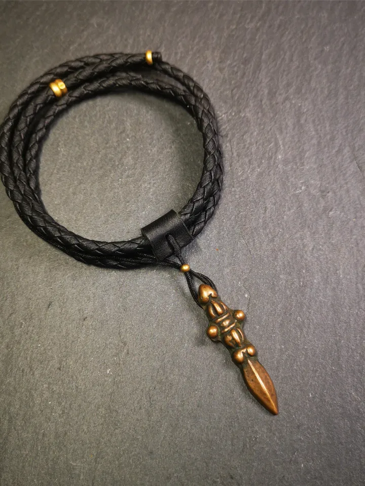 Gandhanra Vintage Tibetan Amulet ,Kila(Dorje Phurba) , Trantic Buddhism Ritual Implement Pendant,Made of Brass,1.7&quot;