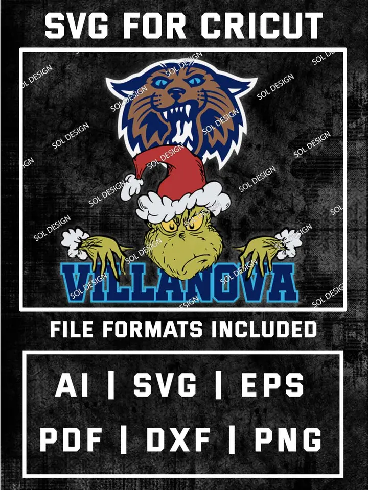 Grinch Villanova Wildcats SVG, NCAA SVG Design, NCAA Villanova Wildcats SVG, NCAA Wildcats  Cricut, Christmas Svg, Grinch svg, Digital Download