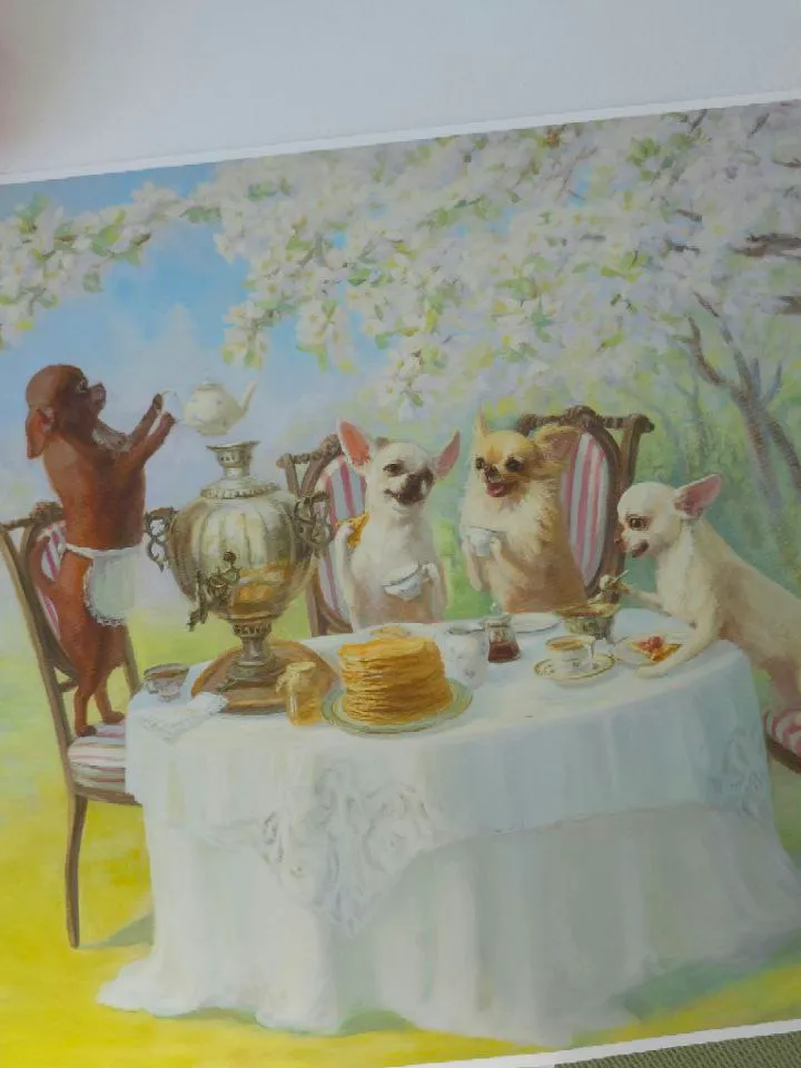 print of oil painting Chihuahua "In the garden in Spring"
