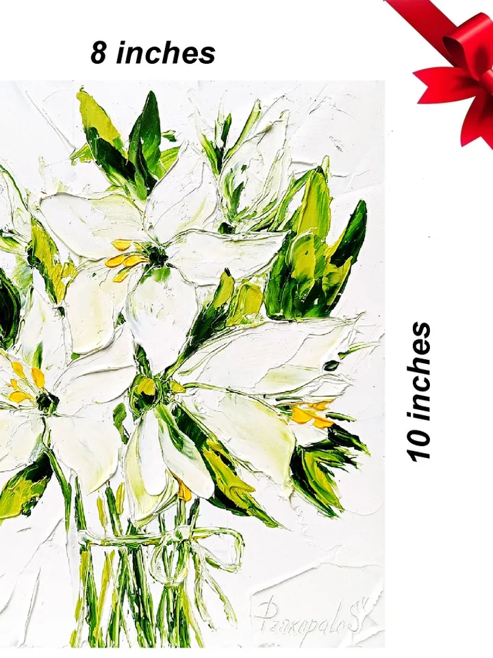 Lily Painting Flower Original Art Impasto Oil Painting Flower painting Floral Painting by ArtProkopaloSv