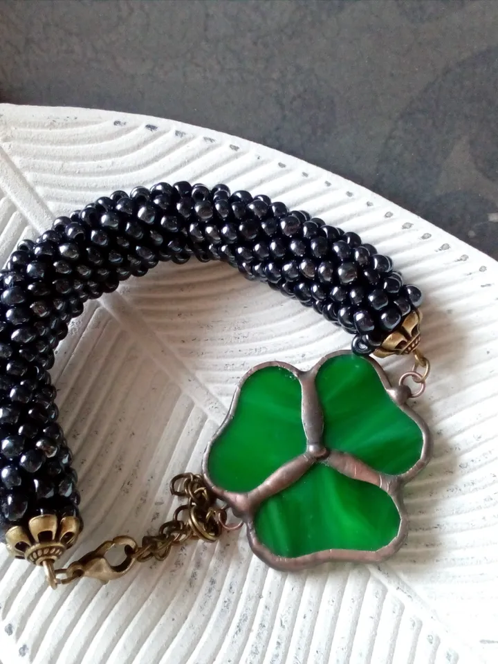 Shamrock bracelet, st patricksday, Clover leaf, trefoil, St Patricks clover, 3 leaf clover, Irish bracelet, st patrick