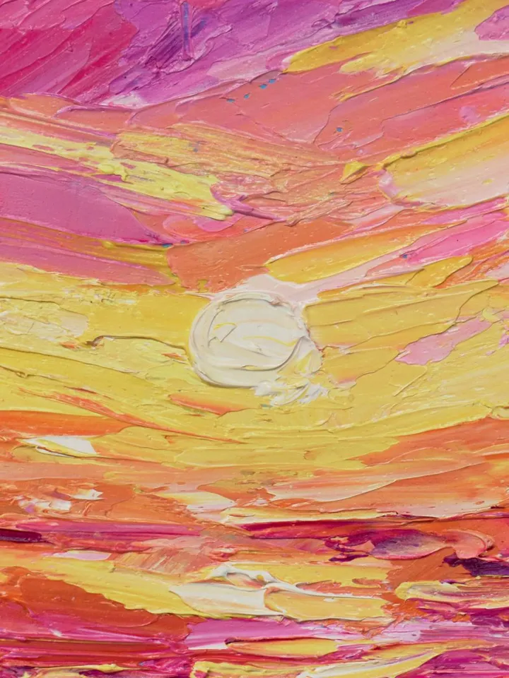 Abstract Seascape art Colorful Sunset small oil painting California coast original artwork 4 by 4 inch Beach art by Juliya JC