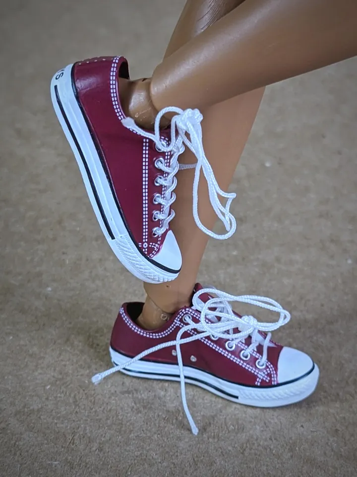 Premium red low sneakers for 12 inch male dolls