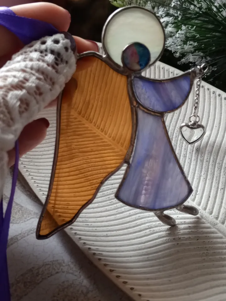 Christmas decorations Angel suncatcher, Christmas tree toy, Hygge stainglass Handmade angels