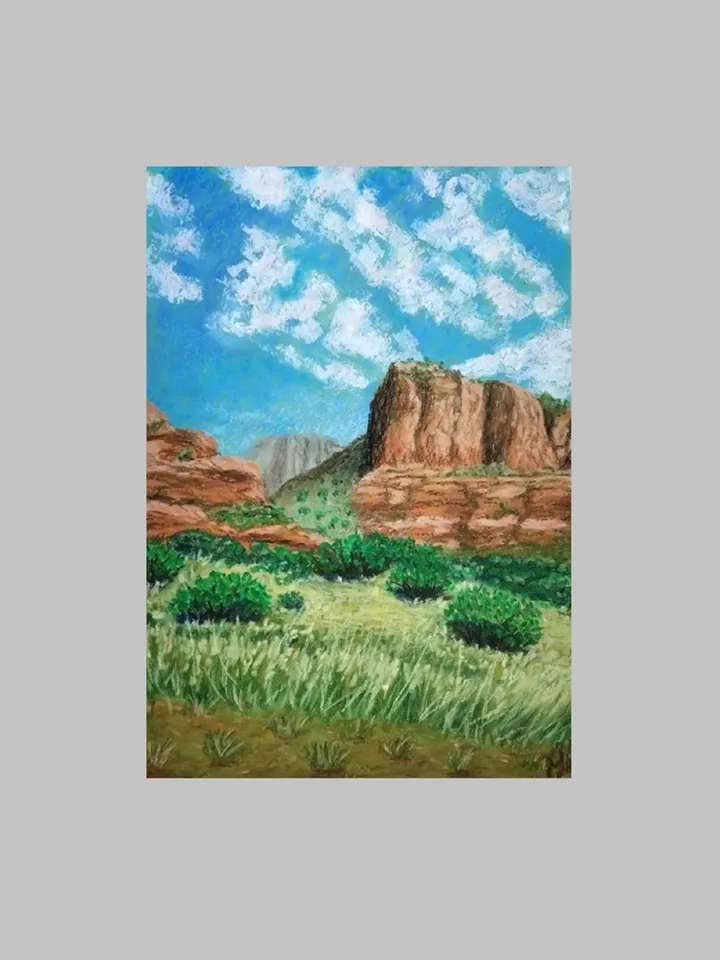 Arizona Mountain Landscape Pastel painting on paper