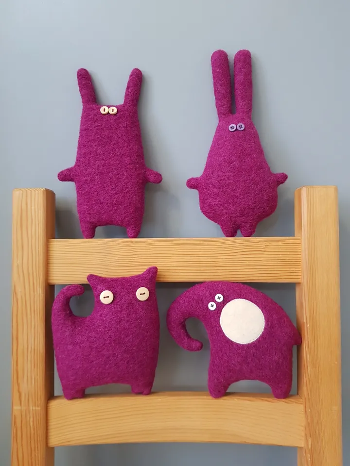 Pink cat sewing pattern pdf tutorial in English, animal doll pattern, stuffed animal sewing diy