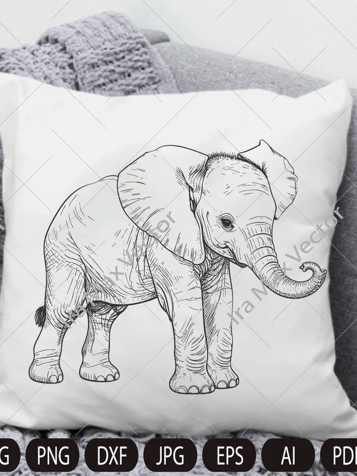 Baby Elephant Svg, Elephant Clipart, Elephant Png, Elephant Head, Elephant detailed , Elephant Silhouette, Animals Silhouette