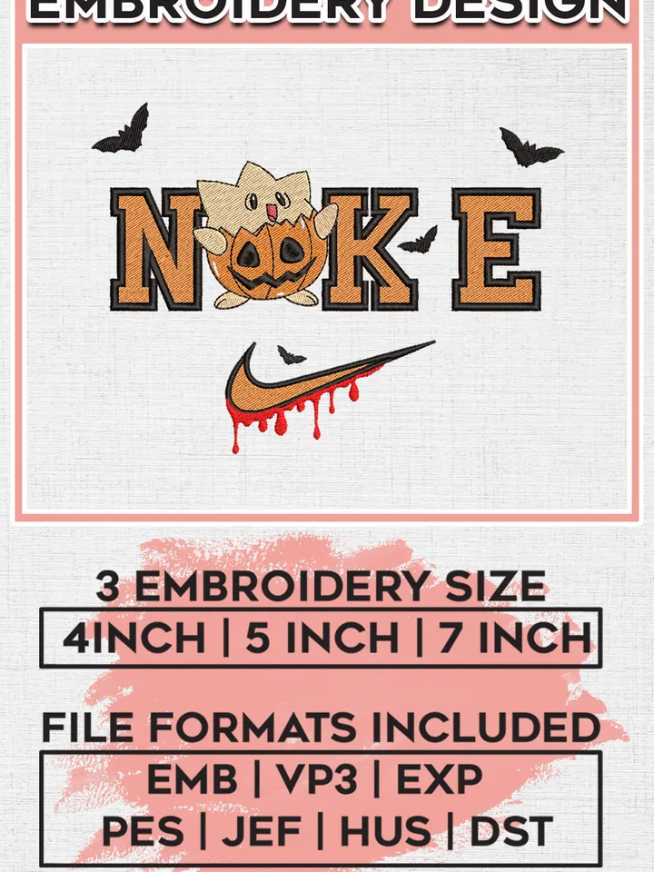 Ni.kee Togepi Pumpkin Costume Embroidery designs,Spooky Season Machine embroidery designs, Halloween embroidery files, Pokemon Character Machine Embroidery Digitized Pes Files, Digital Download