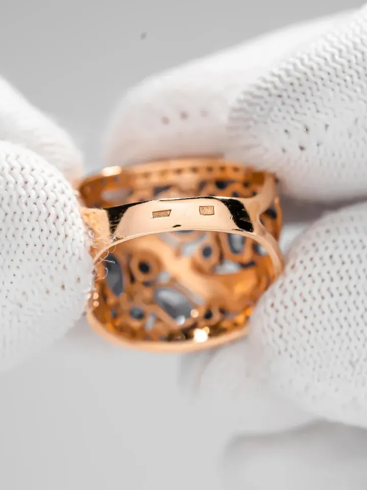 Ring Silver gold plated 925 assay value with tanzanite