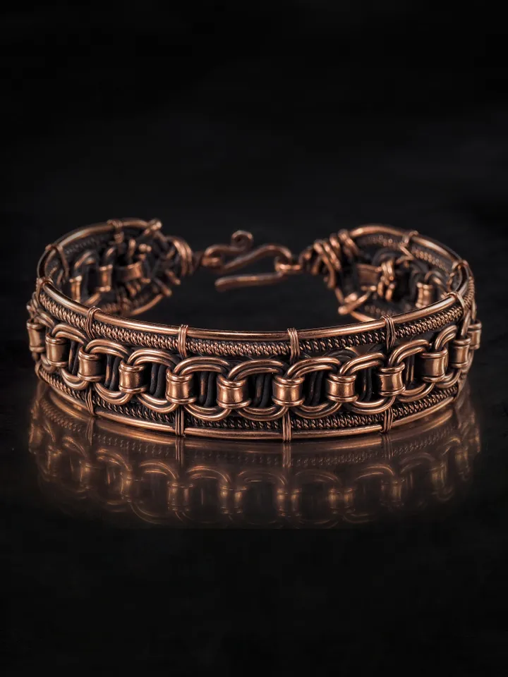 Woven copper wire bracelet Antique style handcrafted copper jewelry Unique gift