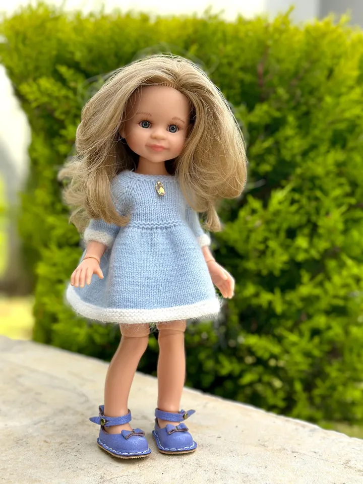 2 ITEMS Set: Dress & Shoes - Exclusive Handmade Outfit -  Paola Reina Doll, Merino, ooak