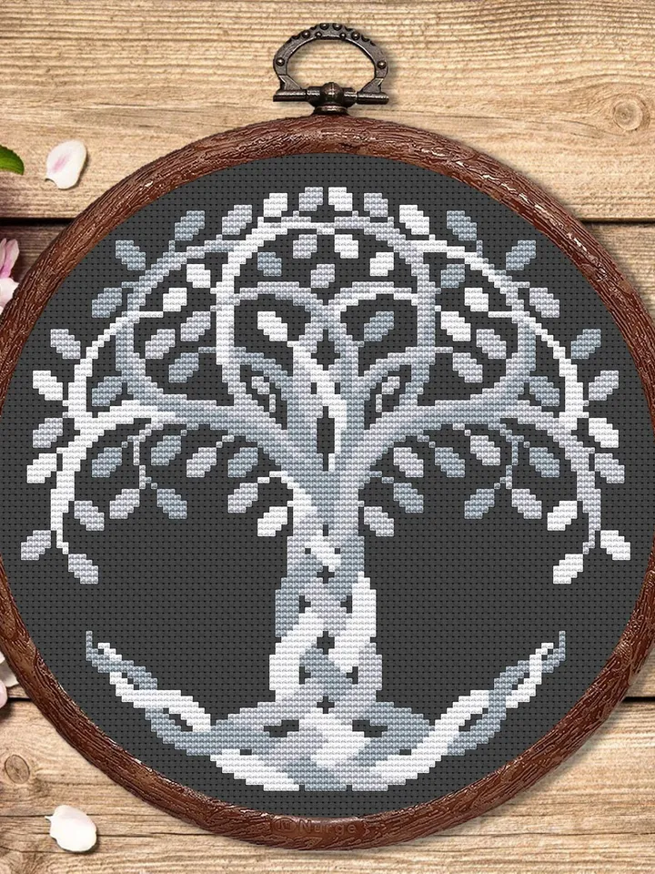 Silver Tree of Life Cross Stitch Pattern, Yggdrasil Cross Stitch Pattern, Folklore Cross Stitch Pattern, Tree of Life Patterns #oth013