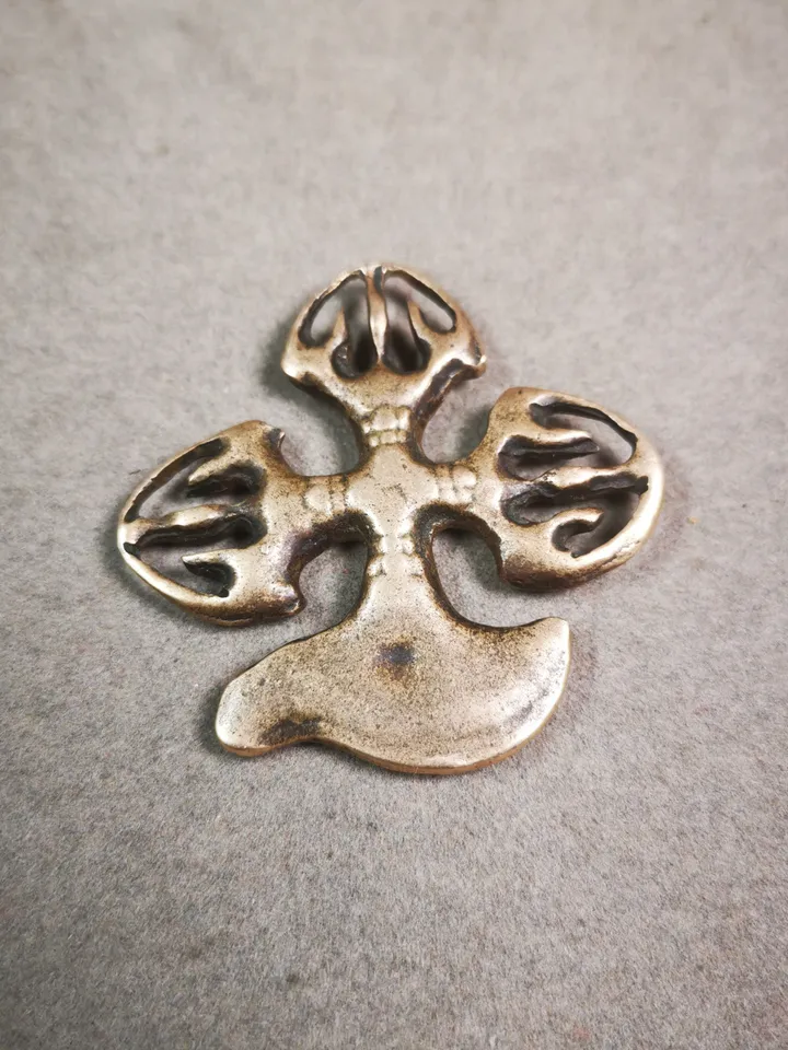 Gandhanra Antique Tibetan Amulet,Cross Vajra Kartika(knife of the dakinis) Pendant,Trantic Buddhism Dharma Ritual, Made of Lima Brass