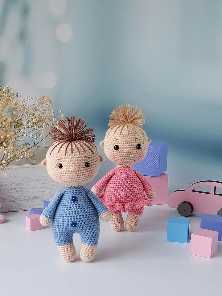 Crochet pattern of mini dolls in English. Crochet pattern doll. Tutorial crochet doll. Pattern baby doll. Pattern toys.
