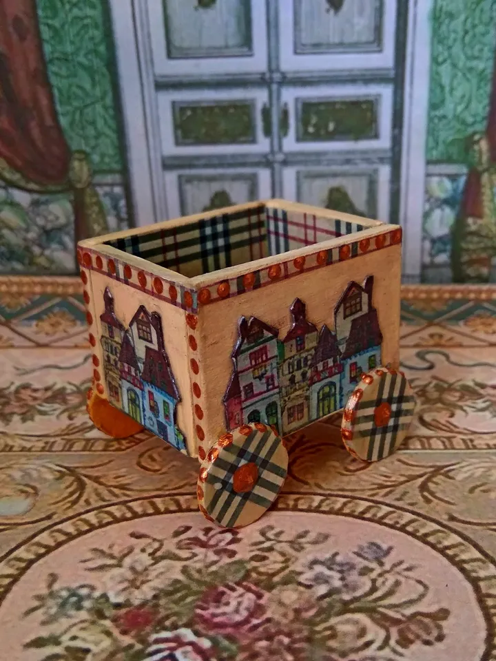 Trolley for dollhouse. Doll toy.The cart for the doll house.1:12 scale.
