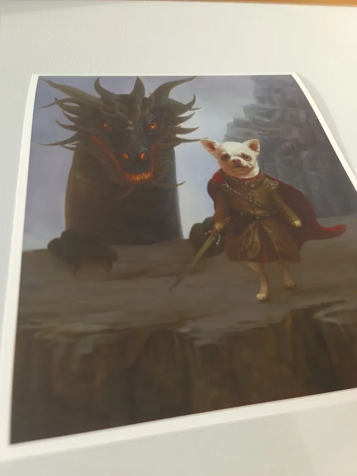print of oil painting chihuahua "Mather of Dragon"