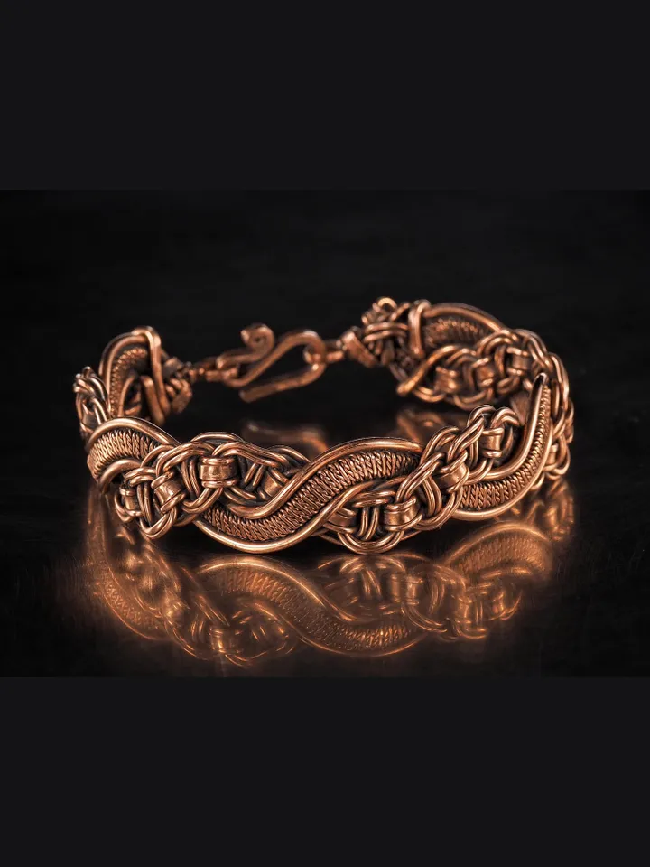 Copper wire wrapped bracelet for woman 7th Anniversary gift Small size bracelet