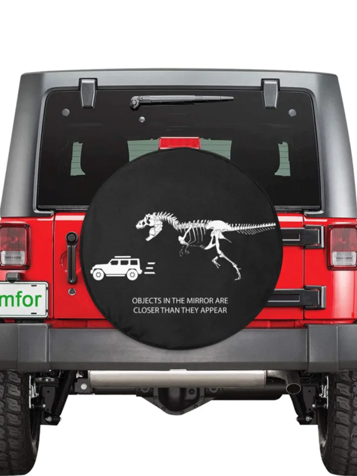 T-Rex Chasing Car Spare Tire Cover