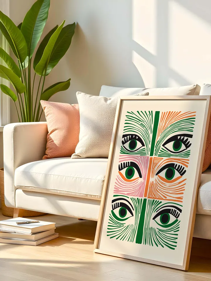 Abstract Eye Wall Art, Colorful Modern Eye Prints, Minimalist Digital Eye Poster, Vibrant Home Office Decor, Instant Download, Crazy eyes
