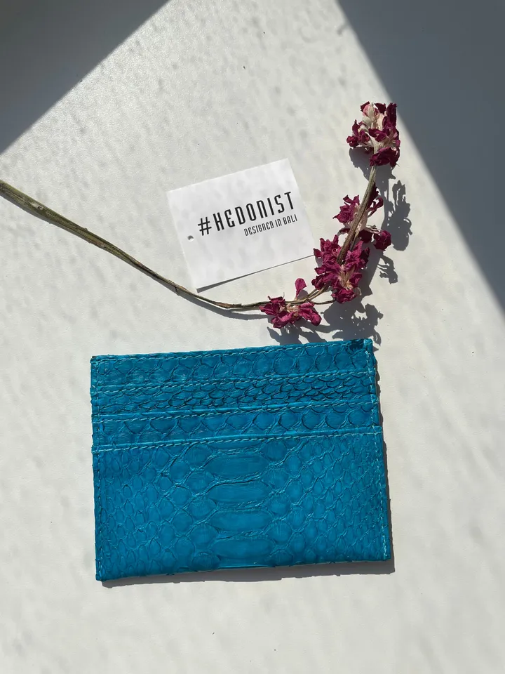 Genuine python skin creditcards holder | business cads holder dark green colour unisex wallet small | gift idea exotic python skin leather