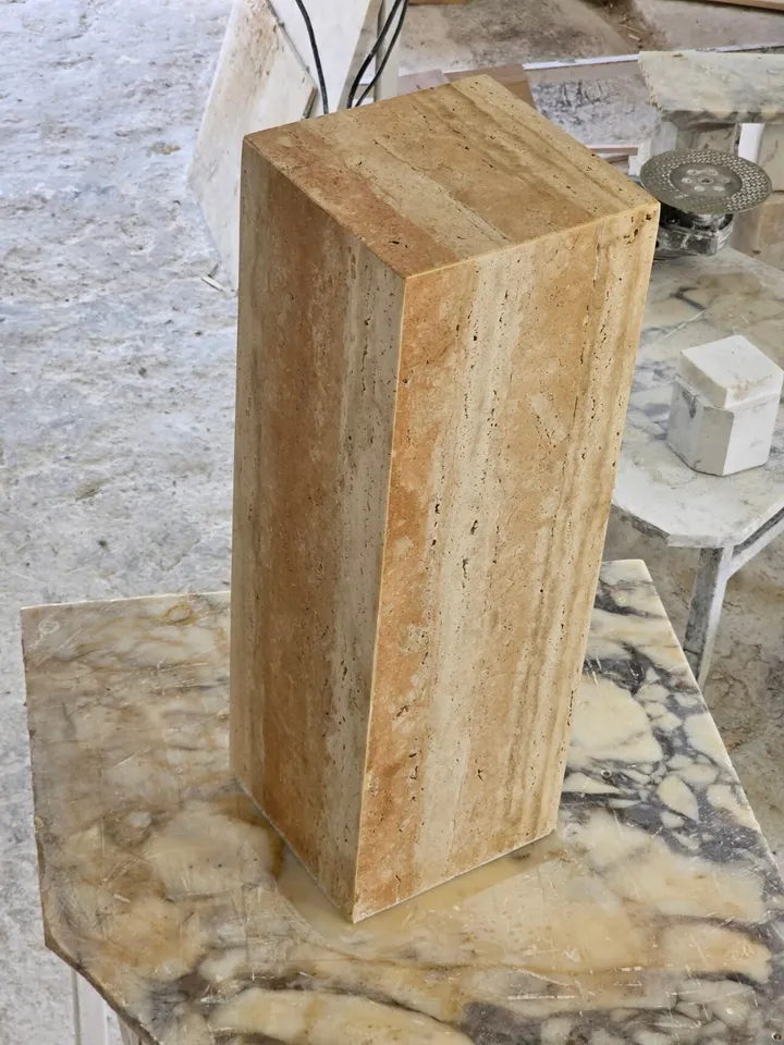 Travertine cube table,nightstand side table end table real travertine handmade and free shipping