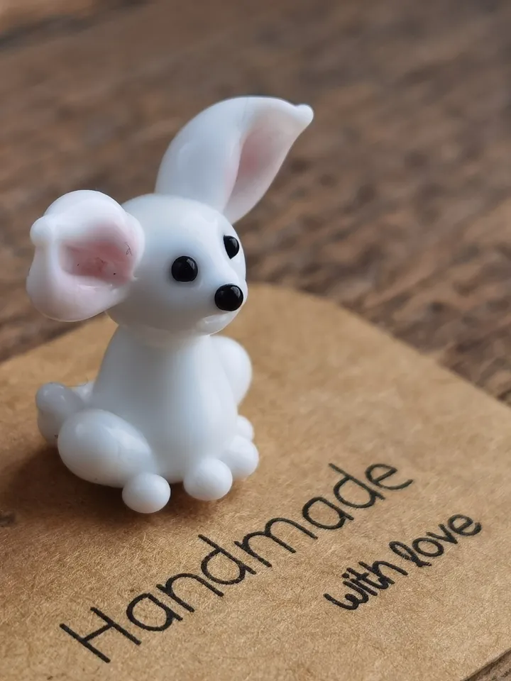 Glass figurines Tiny fennec figurine miniature fenec sculpture terrarium figurines blown glass art tiny glass animals glass fennec dollhouse
