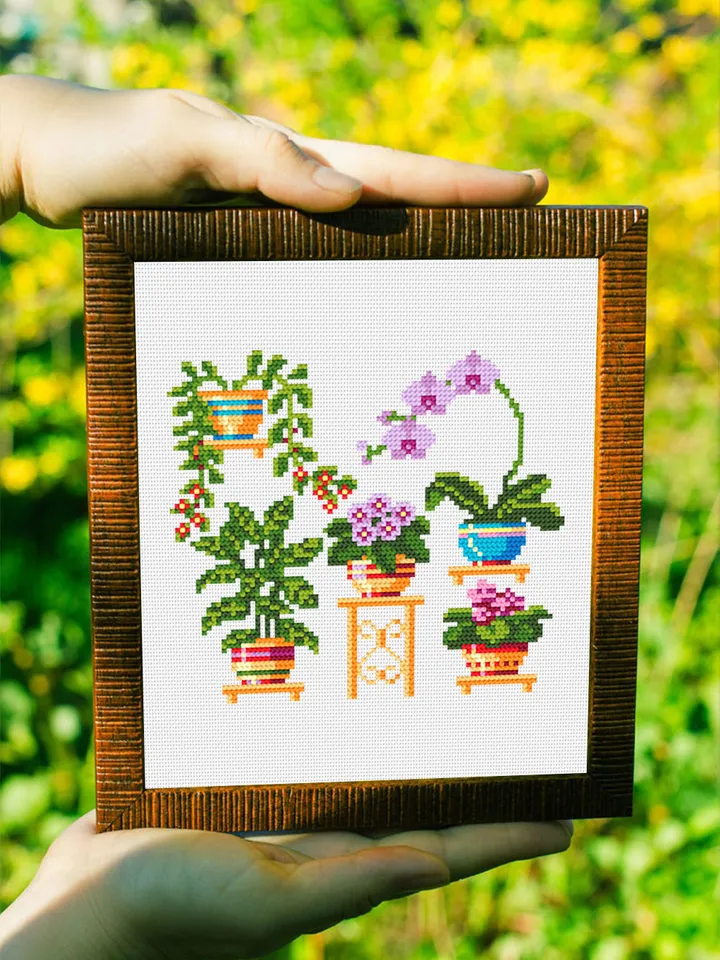 Home plants cross stitch pattern download PDF Floral cross stitch chart, Easy small cross stitch sampler, Potted plants hand embroidery #P3